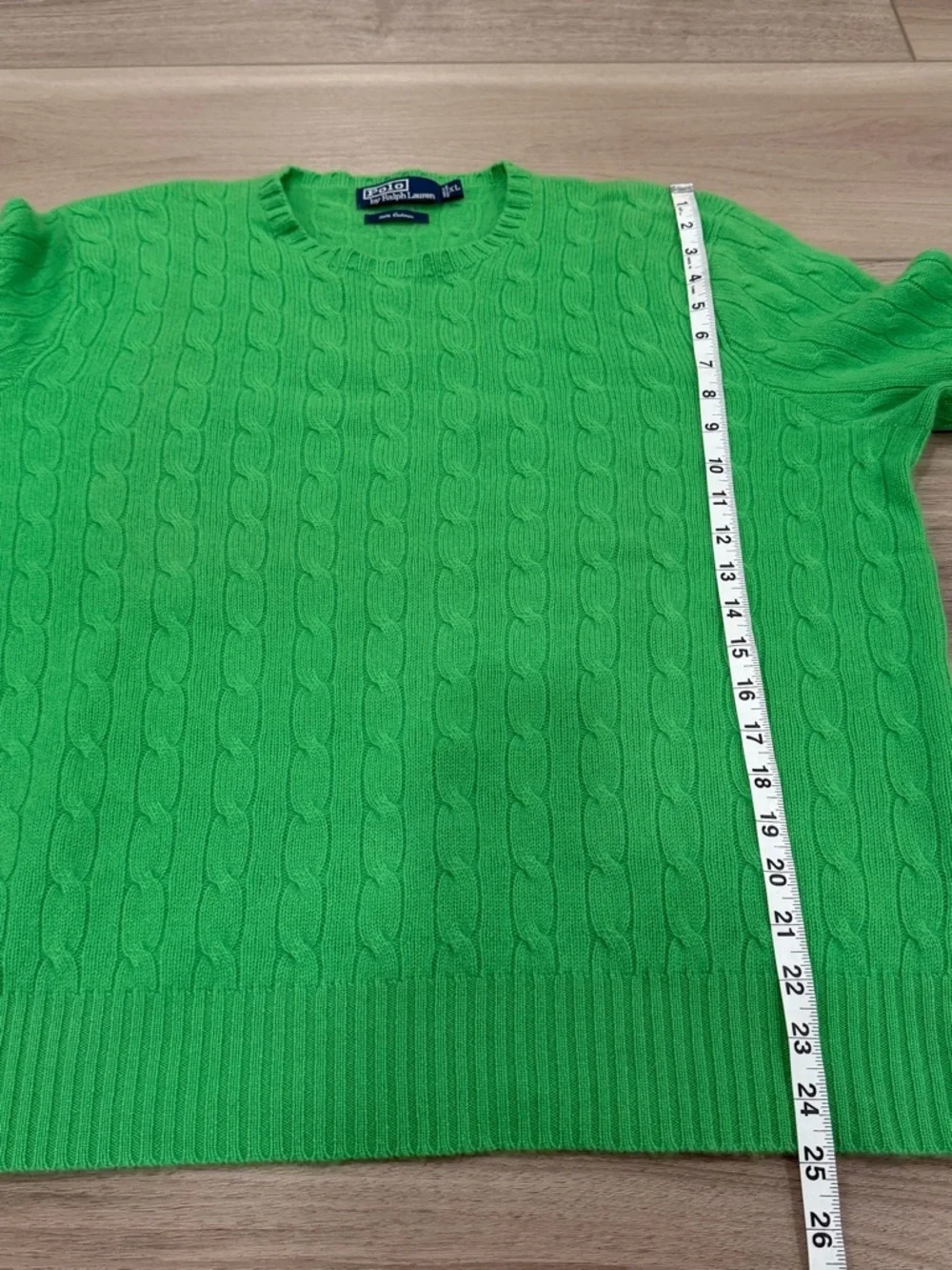 $498 Polo Ralph Lauren Men's The Iconic Cable-Knit Cashmere Jumper, Green, XL